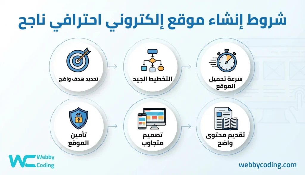 شروط إنشاء موقع إلكتروني