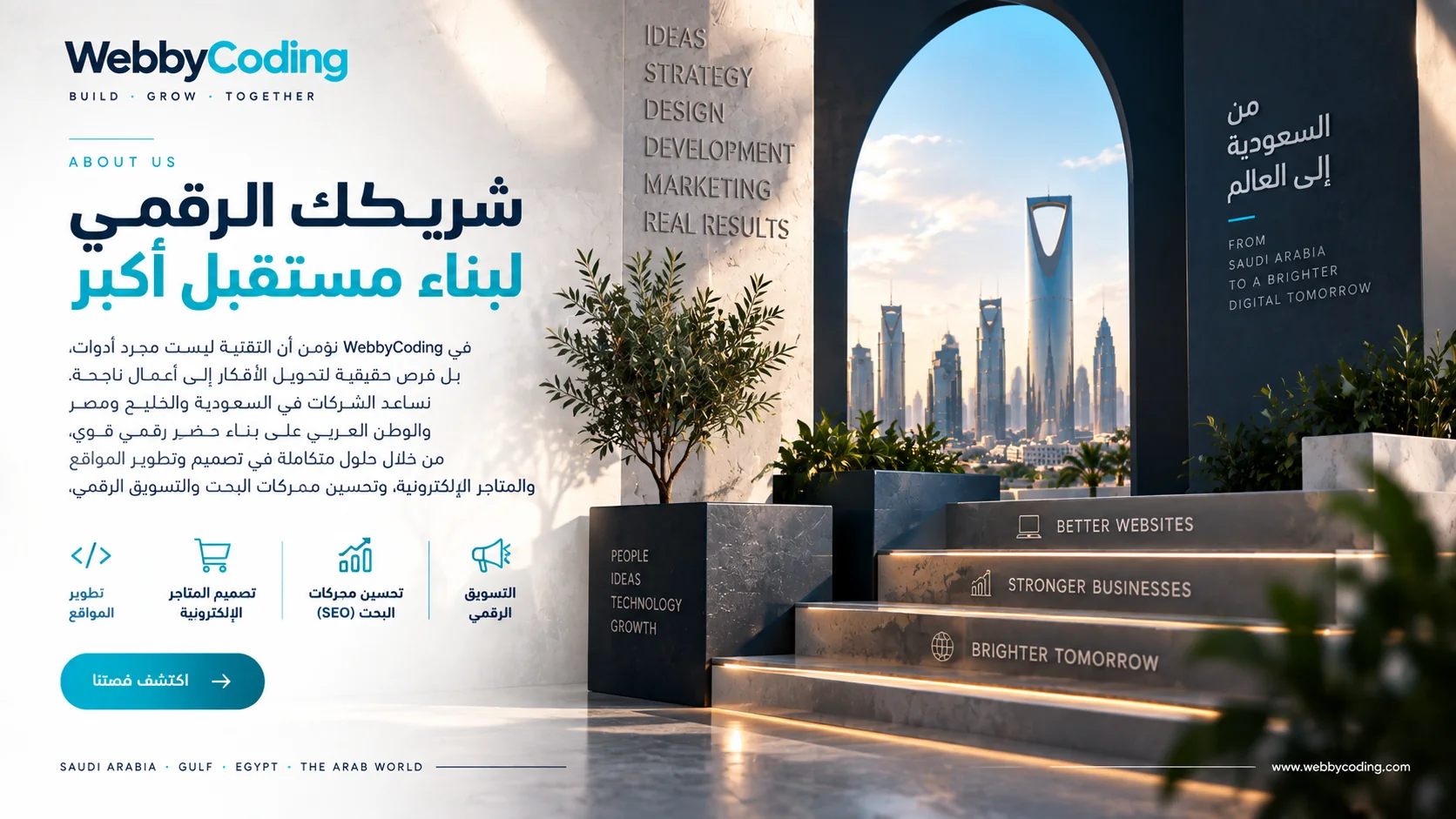 WebbyCoding وحلول النمو الرقمي للمواقع والمتاجر وSEO والتسويق الرقمي